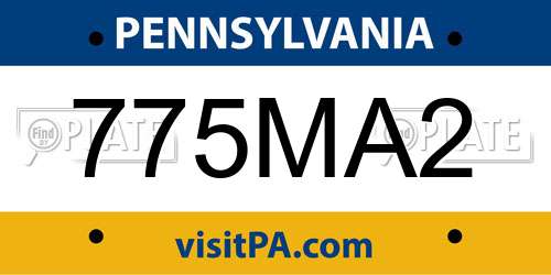 775MA2 Pennsylvania License Plate