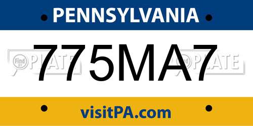 775MA7 Pennsylvania License Plate