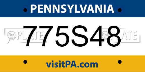 775S48 Pennsylvania License Plate