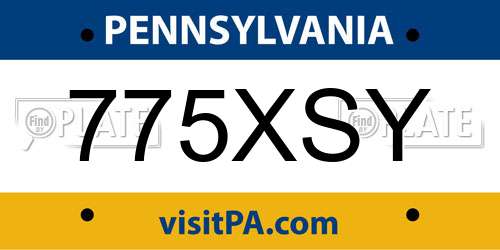 775XSY Pennsylvania License Plate