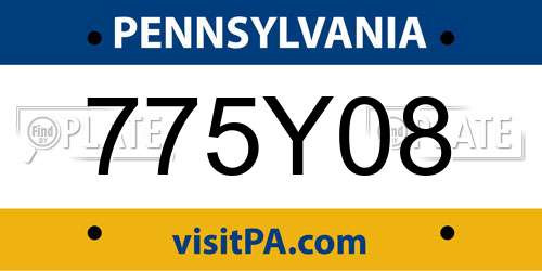 775Y08 Pennsylvania License Plate