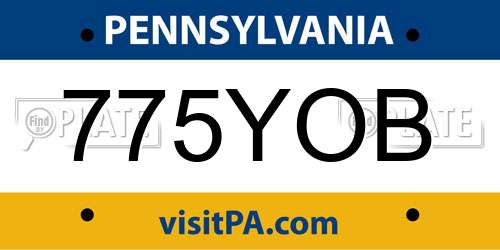 775YOB Pennsylvania License Plate
