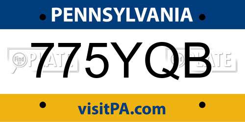 775YQB Pennsylvania License Plate