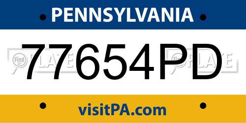 77654PD Pennsylvania License Plate