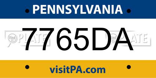 7765DA Pennsylvania License Plate