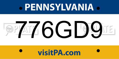 776GD9 Pennsylvania License Plate