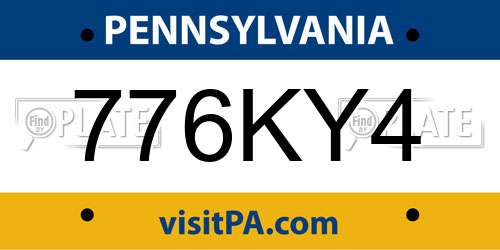776KY4 Pennsylvania License Plate