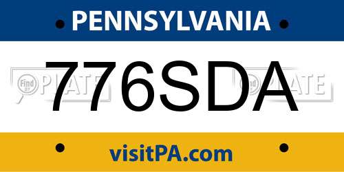 776SDA Pennsylvania License Plate