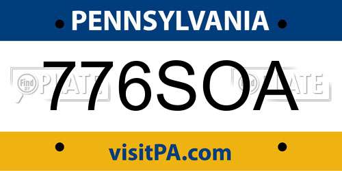 776SOA Pennsylvania License Plate