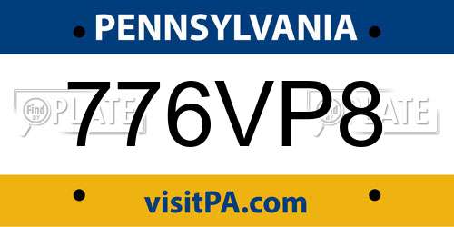 776VP8 Pennsylvania License Plate