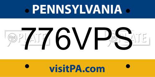 776VPS Pennsylvania License Plate