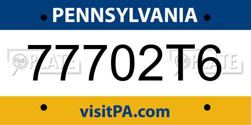 77702T6 Pennsylvania License Plate