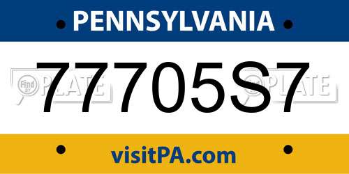 77705S7 Pennsylvania License Plate