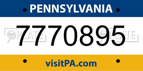 7770895 Pennsylvania License Plate