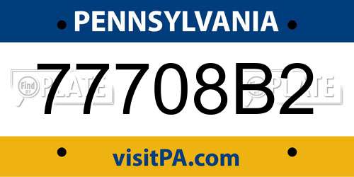 77708B2 Pennsylvania License Plate
