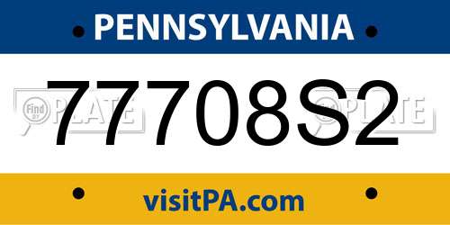 77708S2 Pennsylvania License Plate