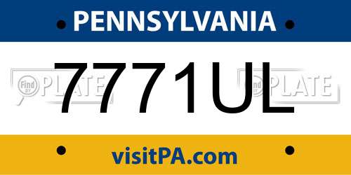 7771UL Pennsylvania License Plate
