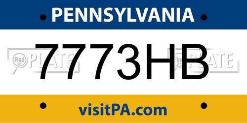 7773HB Pennsylvania License Plate