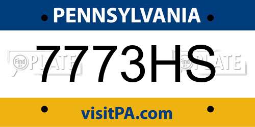 7773HS Pennsylvania License Plate