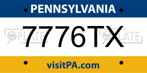 7776TX Pennsylvania License Plate