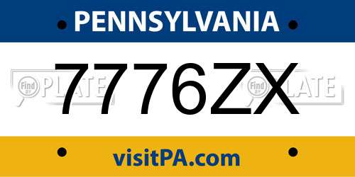 7776ZX Pennsylvania License Plate