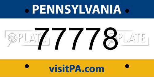 77778 Pennsylvania License Plate