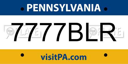 7777BLR Pennsylvania License Plate