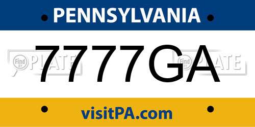 7777GA Pennsylvania License Plate