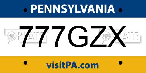 777GZX Pennsylvania License Plate
