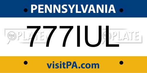 777IUL Pennsylvania License Plate