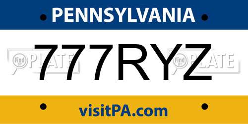 777RYZ Pennsylvania License Plate