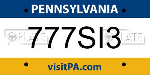 777SI3 Pennsylvania License Plate