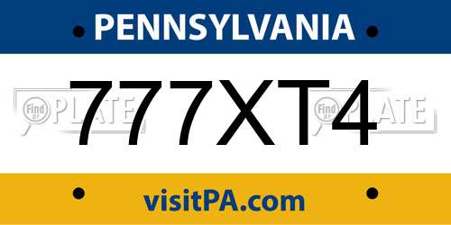 777XT4 Pennsylvania License Plate