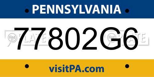 77802G6 Pennsylvania License Plate