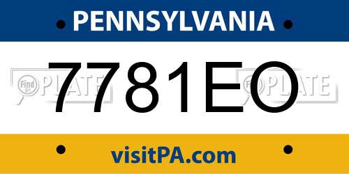7781EO Pennsylvania License Plate