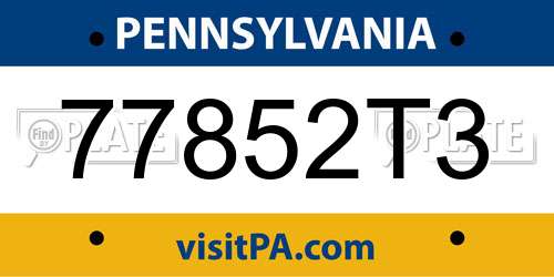 77852T3 Pennsylvania License Plate