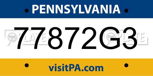 77872G3 Pennsylvania License Plate