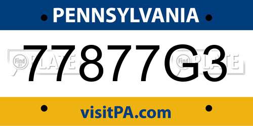 77877G3 Pennsylvania License Plate