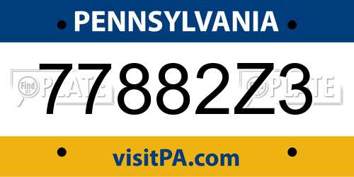 77882Z3 Pennsylvania License Plate