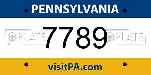 7789 Pennsylvania License Plate