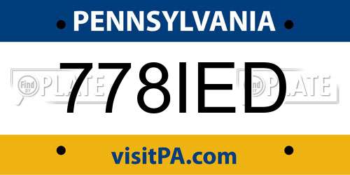 778IED Pennsylvania License Plate