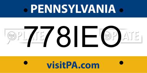 778IEO Pennsylvania License Plate