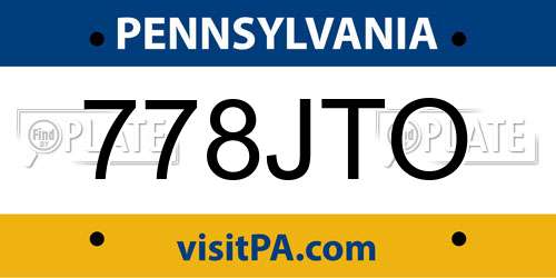 778JTO Pennsylvania License Plate