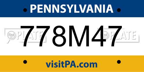 778M47 Pennsylvania License Plate