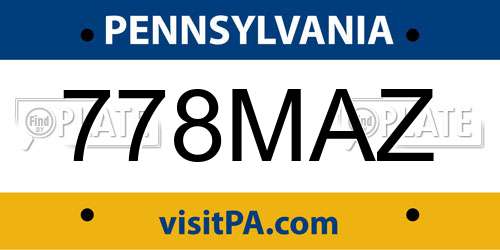 778MAZ Pennsylvania License Plate
