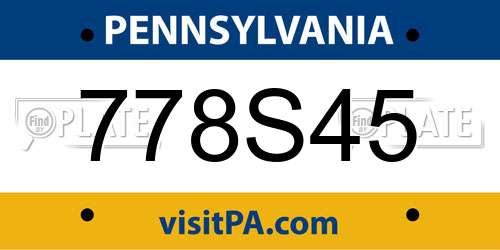 778S45 Pennsylvania License Plate