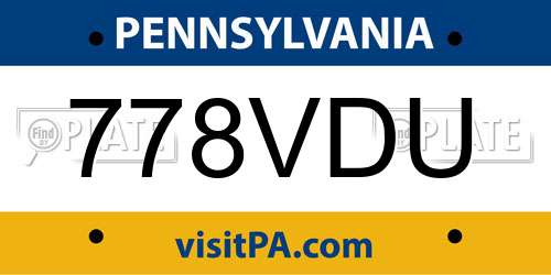 778VDU Pennsylvania License Plate