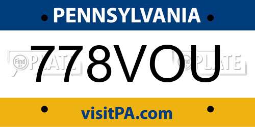 778VOU Pennsylvania License Plate