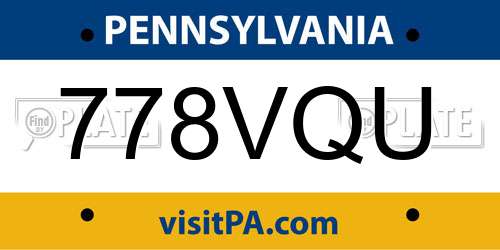 778VQU Pennsylvania License Plate