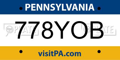 778YOB Pennsylvania License Plate